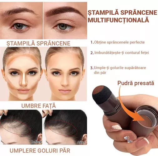 Set Pudra 3 in 1 cu Pensula si Sabloane + 1 Cadou