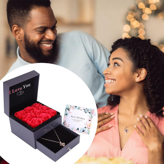 BestGift™ Cadoul cu Trandafiri și Colier cu Mesaj Romantic